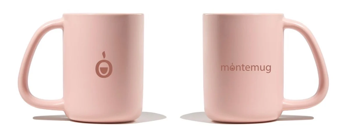 Pink Montemug mug prototype front and back